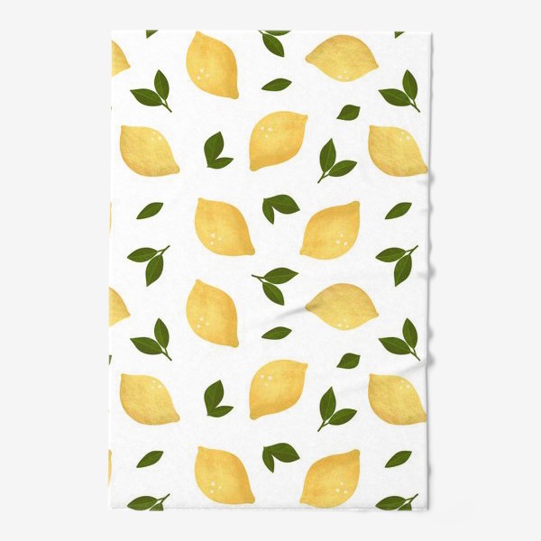 Полотенце «Лимоны на белом фоне Лимонный принт Летний принт с лимонами»