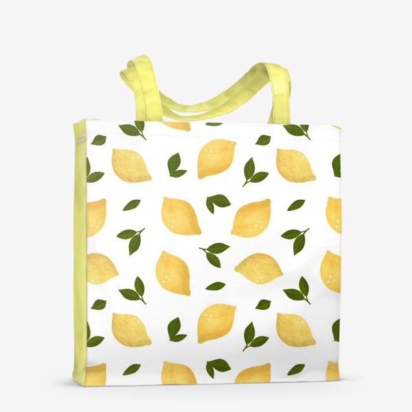 Сумка-шоппер «Лимоны на белом фоне Лимонный принт Летний принт с лимонами»