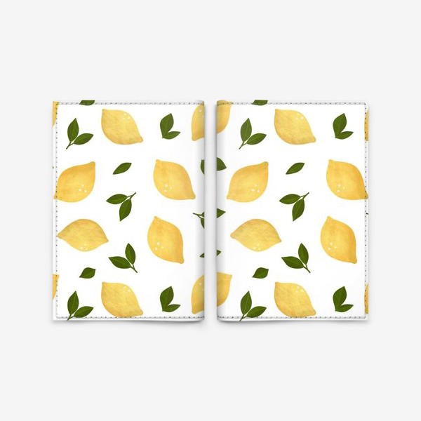 Обложка для паспорта «Лимоны на белом фоне Лимонный принт Летний принт с лимонами»