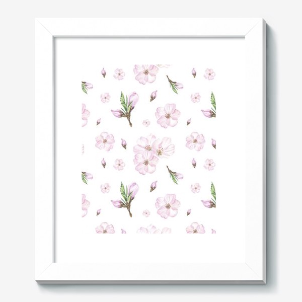 Картина «Цветы вишни на белом фоне»