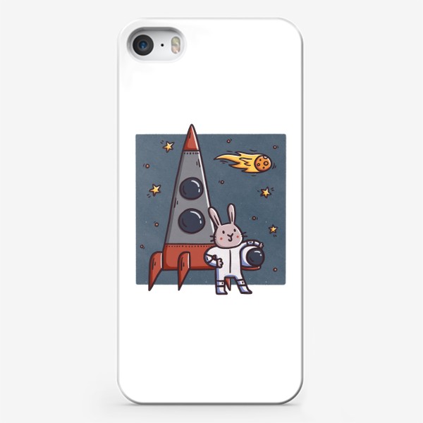 Чехол iPhone «Милый заяц - космонавт. Космос. Ракета»