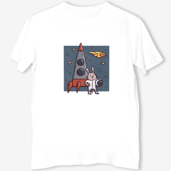 Футболка &laquo;Милый заяц - космонавт. Космос. Ракета&raquo;