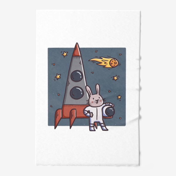 Полотенце &laquo;Милый заяц - космонавт. Космос. Ракета&raquo;