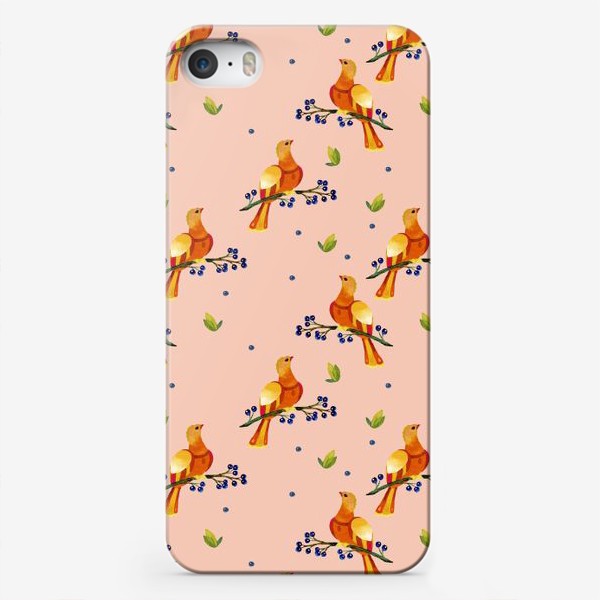 Чехол iPhone «Персиковая птица»