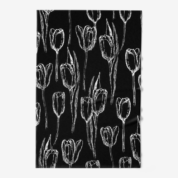 Полотенце «тюльпаны на чёрном»