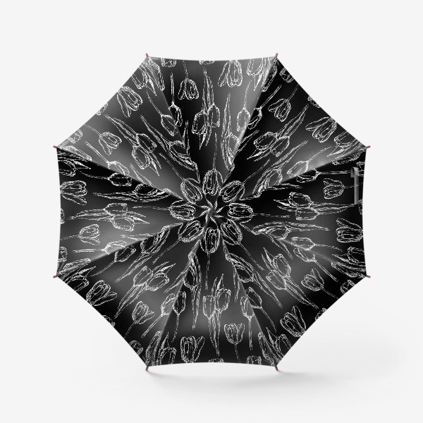 Зонт «тюльпаны на чёрном»
