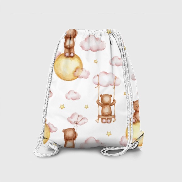 Рюкзак «Сказочный паттерн с мишками, луной и облаками»