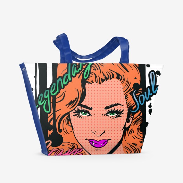 Пляжная сумка «Девушка поп арт. Рыжие волосы»