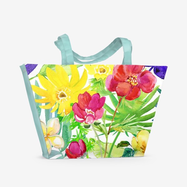 Пляжная сумка «разноцветные цветы »