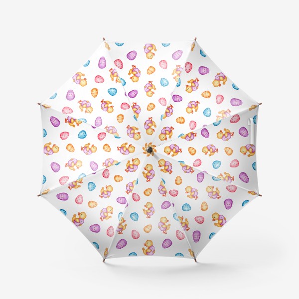 Зонт «Пасхальный паттерн с яичками и утёнком»