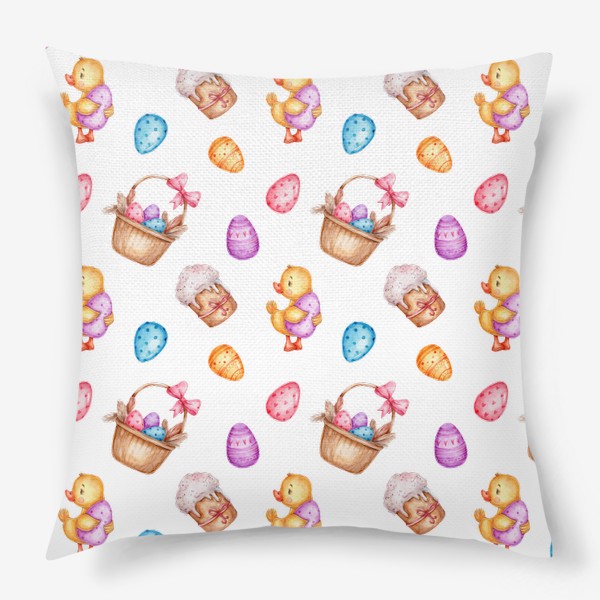 Подушка «Пасхальный паттерн с яйцами и куличами»
