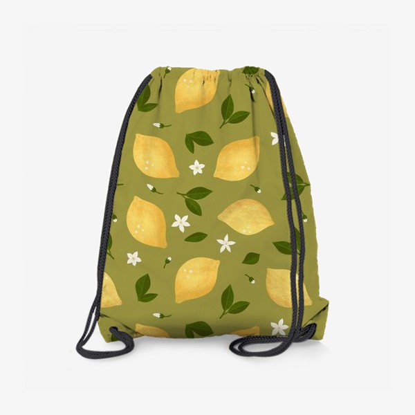 Рюкзак «Лимоны на зеленом фоне Лимонный принт Летний принт с лимонами»