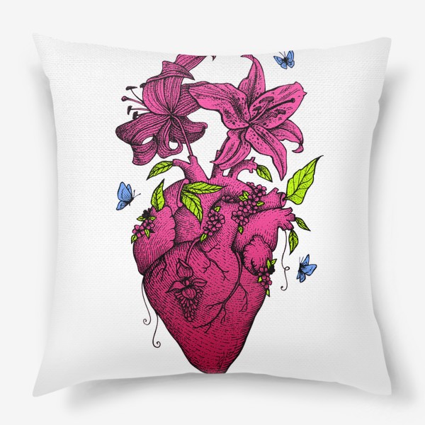 Подушка «Сердце, цветы, весна»