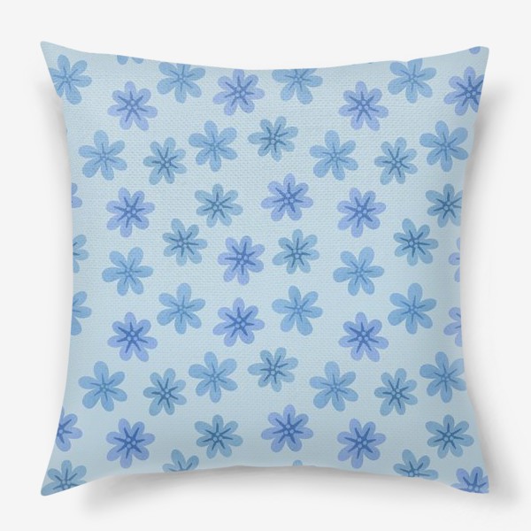 Подушка «Голубые цветы Принт с голубыми цветами Цветочный принт»