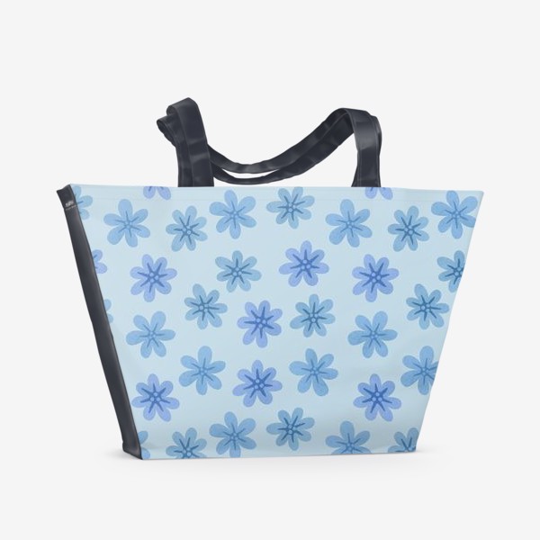 Пляжная сумка «Голубые цветы Принт с голубыми цветами Цветочный принт»