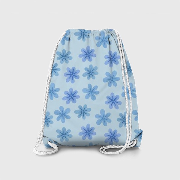 Рюкзак «Голубые цветы Принт с голубыми цветами Цветочный принт»