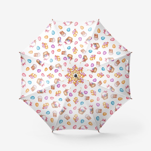 Зонт «Пасхальный паттерн с яйцами и куличами»
