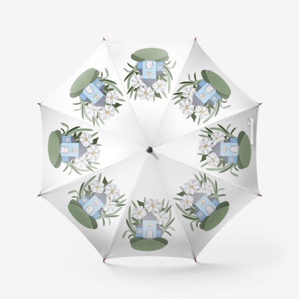 Зонт «Дом и ромашки в стиле Papercut»