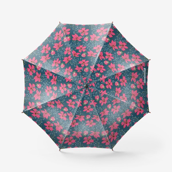 Зонт «Красные цветы на темном фоне»