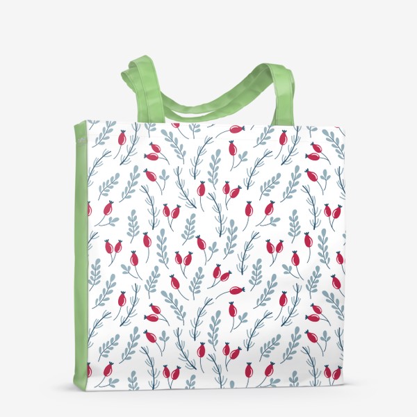 Сумка-шоппер «Веточки и ягоды в мягких ретро цветах на белом фоне»