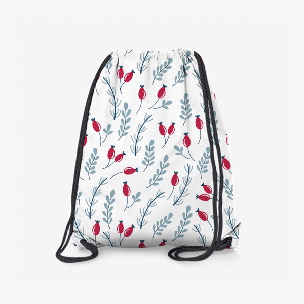 Рюкзак «Веточки и ягоды в мягких ретро цветах на белом фоне»