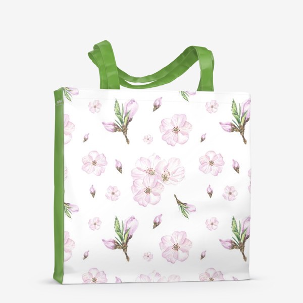 Сумка-шоппер «Цветы вишни на белом фоне»