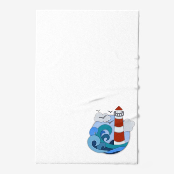 Полотенце «Маяк и море в стиле Papercut»