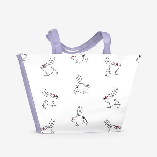Пляжная сумка «Кролики и вино»