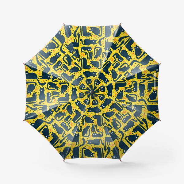 Зонт «Черные коты на желтом фоне»