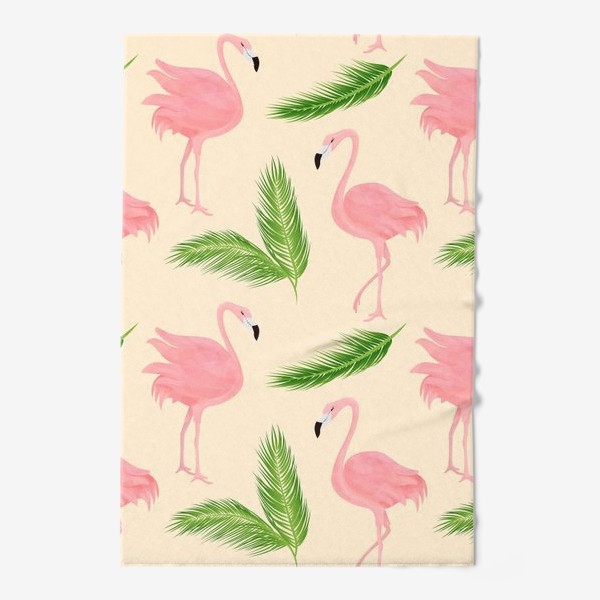 Полотенце «Фламинго в листьях пальмы»