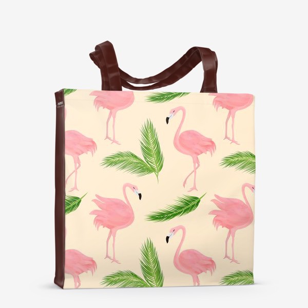 Сумка-шоппер «Фламинго в листьях пальмы»