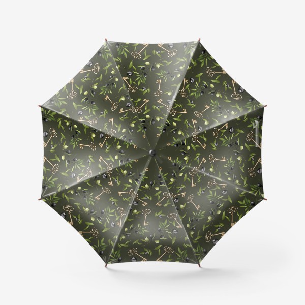 Зонт «Оливковая ветка и ключ на зеленом фоне»