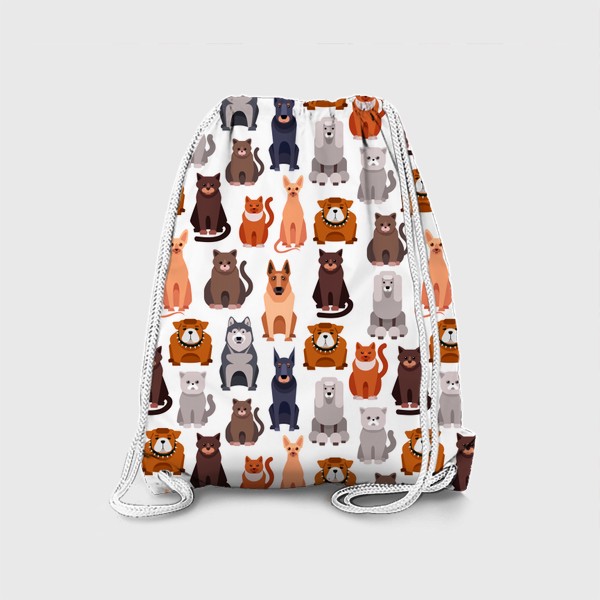 Рюкзак «Собаки и кошки. Детский орнамент. Животные. бесшовный паттерн»