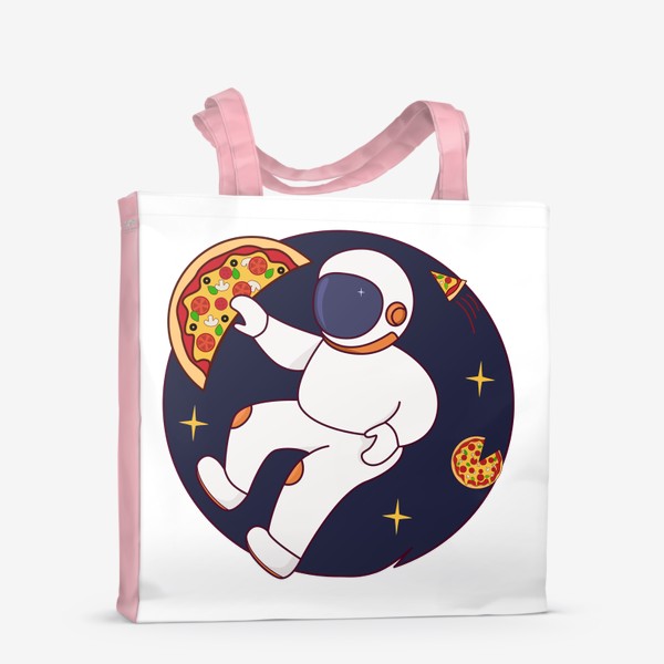 Сумка-шоппер «Космонавт в космосе ловит пиццу »