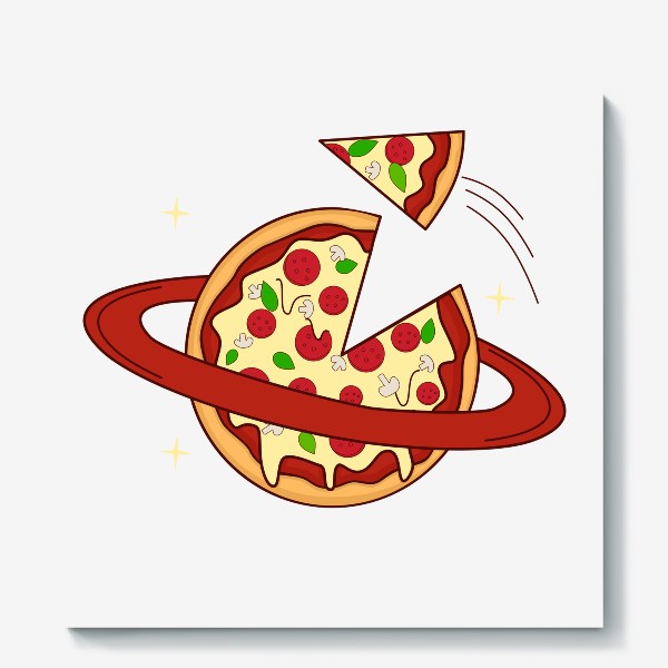 Холст «Планета пицца в космосе»
