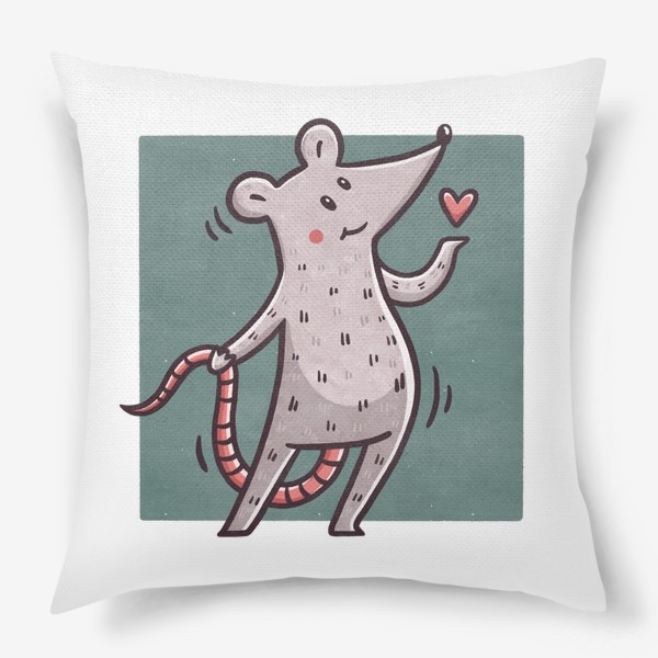 Подушка «Милая крыса с сердечком. Любовь. Милота»