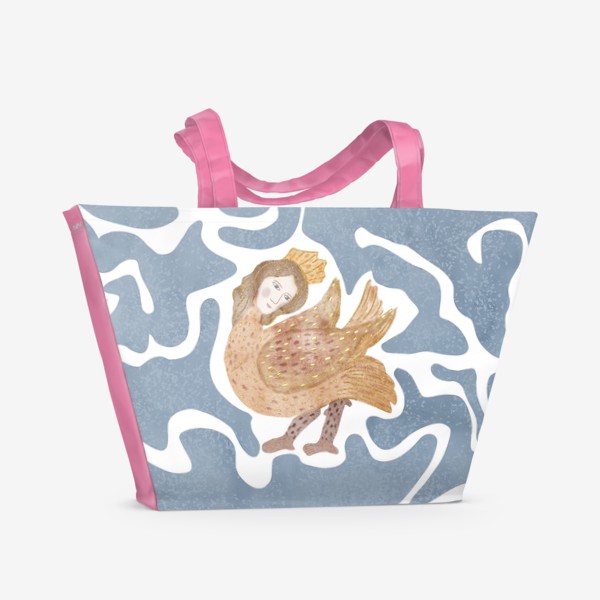 Пляжная сумка «Принт Райский. Птица Сирин»