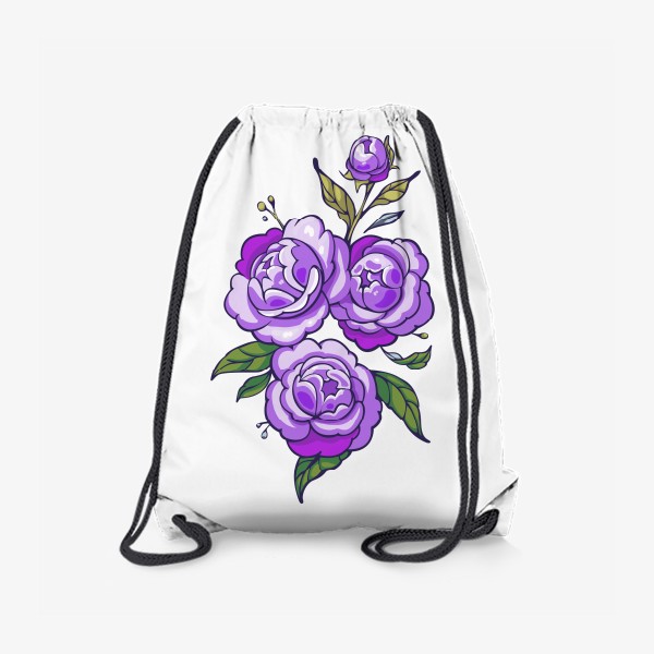 Рюкзак «Цветы пионы. Фиолетовые цветы. Розы»