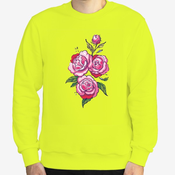 Свитшот «Розовые цветы. Розовые пионы. Цветы пионы. Розы»