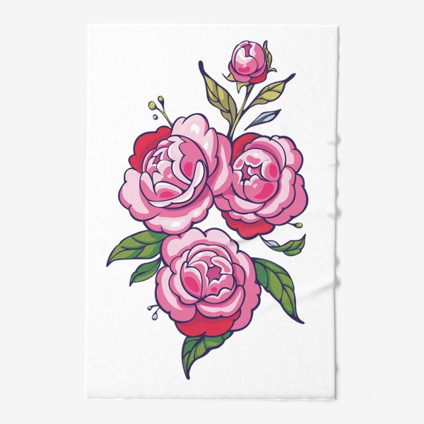 Полотенце «Розовые цветы. Розовые пионы. Цветы пионы. Розы»