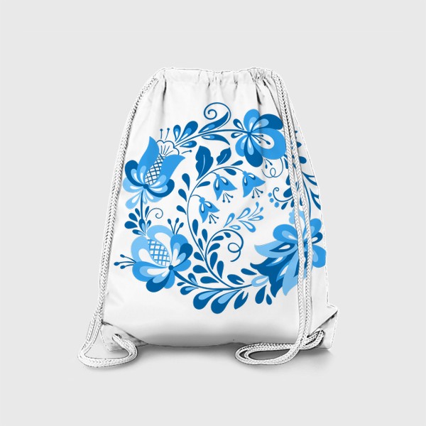 Рюкзак «Венок синих цветов в стиле гжель»