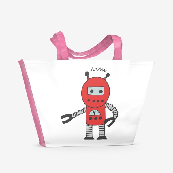 Пляжная сумка «робот красный»