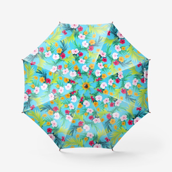 Зонт «Гибискусы на синем»