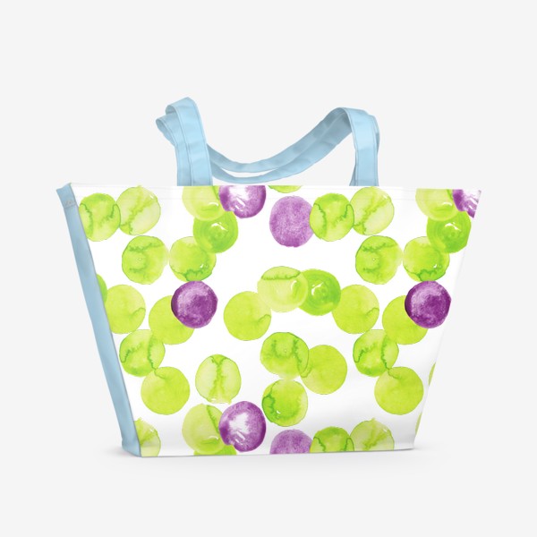 Пляжная сумка &laquo;Абстрактный паттерн фантазийный виноград. Салатовые и сиреневые пятна. Летняя коллекция.&raquo;