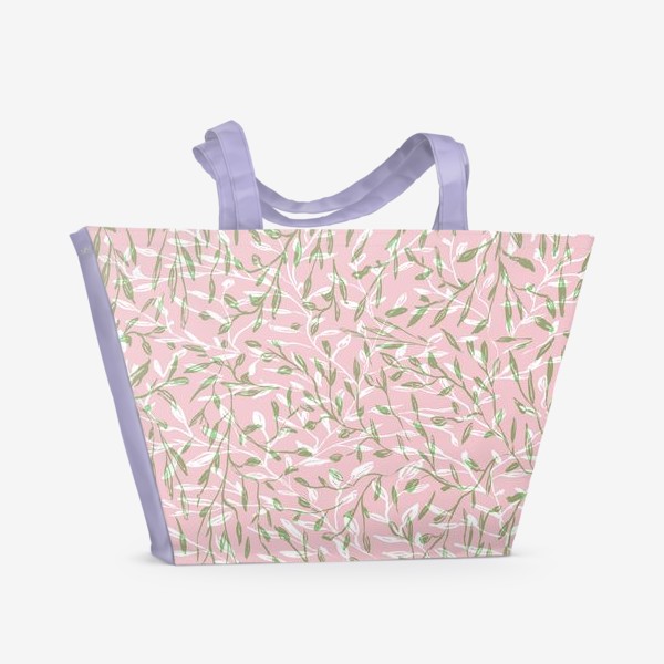 Пляжная сумка «весенние веточки на розовом»