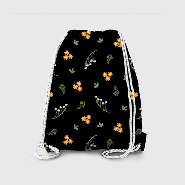 Рюкзак «Мелкие полевые цветы на черном фоне Принт с дикими полевыми цветами»