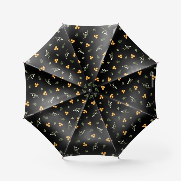 Зонт «Мелкие полевые цветы на черном фоне Принт с дикими полевыми цветами»