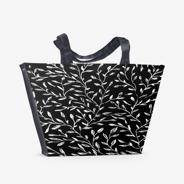 Пляжная сумка &laquo;чёрно-белые веточки&raquo;