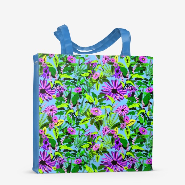 Сумка-шоппер «Сиреневые цветы на голубом фоне»