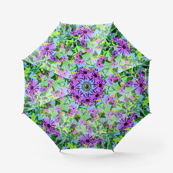 Зонт «Сиреневые цветы на голубом фоне»